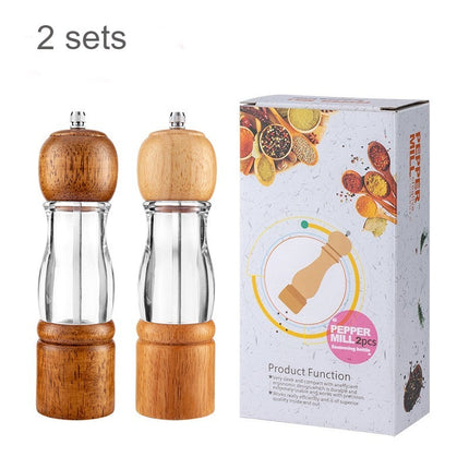 Pepper grinder, manual salt and pepper grinder, wooden vibrator with adjustable ceramic core salt grinder and pepper grinder