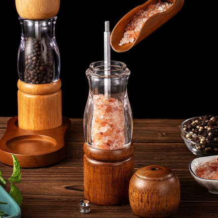 Pepper grinder, manual salt and pepper grinder, wooden vibrator with adjustable ceramic core salt grinder and pepper grinder