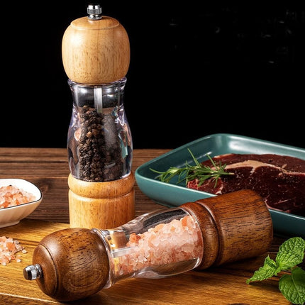 Pepper grinder, manual salt and pepper grinder, wooden vibrator with adjustable ceramic core salt grinder and pepper grinder