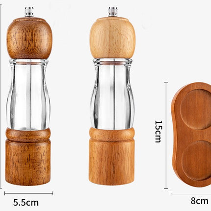 Pepper grinder, manual salt and pepper grinder, wooden vibrator with adjustable ceramic core salt grinder and pepper grinder