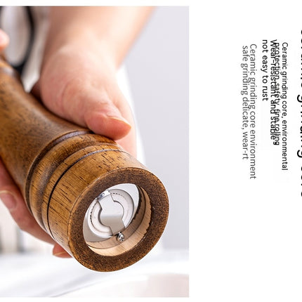 Pepper Mill Oak Pepper Mill Refillable Pepper Mill with Ceramic Grinding Mechanism, Adjustable Coarse and Fine