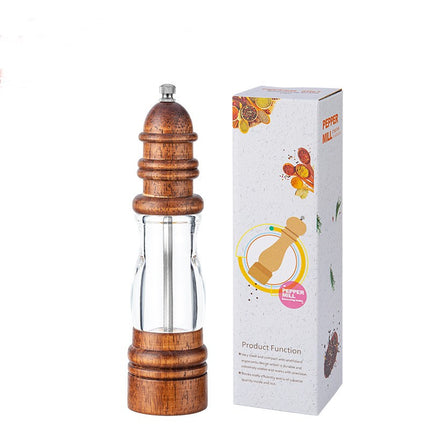 Wooden Pepper Grinder, Manual Salt and Pepper Grinder, with Visual Window Adjustable