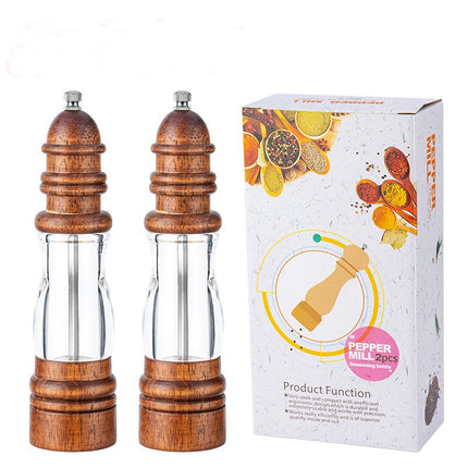 Wooden Pepper Grinder, Manual Salt and Pepper Grinder, with Visual Window Adjustable