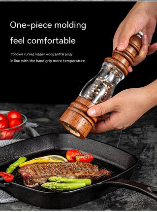 Wooden Pepper Grinder, Manual Salt and Pepper Grinder, with Visual Window Adjustable