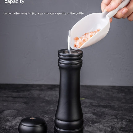 Salt and Pepper Grinder Single, Rubberwood Pepper Grinder, Matte Black, Pepper Shaker with Ceramic Core