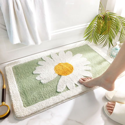 Daisy Bathroom Rug Anti-slip Bath Mat Bathroom Rugs Super Soft Anti-slip Absorbent Bathroom Door Mats