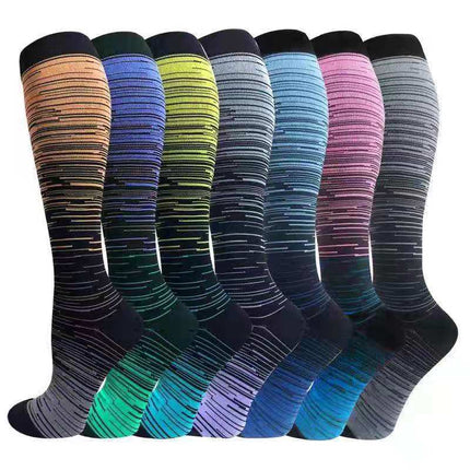 Compression Socks for Men & Women Non-Slip Long Tube Ideal for Running,Nursing,Circulation-E