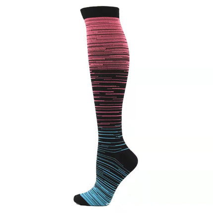 Compression Socks for Men & Women Non-Slip Long Tube Ideal for Running,Nursing,Circulation-E