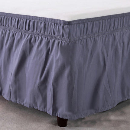 Wrap-Around Bed Skirt for King And Queen Size Beds Elasticized Draped Dust Ruffle for Easy Fit Wrinkle-Resistant, Fade-Resistant Bed Skirt