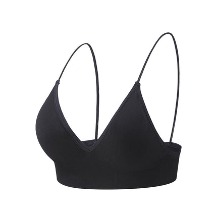 Women's triangle cup removable padded non-steel ring bra deep V character triangle cup non-marking bra