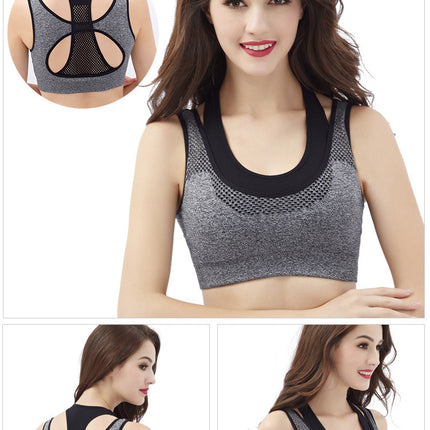 Sports bra fake two pieces shockproof yoga running double layer tank top double layer underwear breathable fitness bra