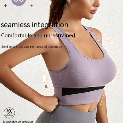 Women's Sports Bra Running Shockproof Gathering Non-Steel Ring Sports Underwear Fitness Yoga Tank Top Impact Support Strappy Seamless Fitness Sports Underwear