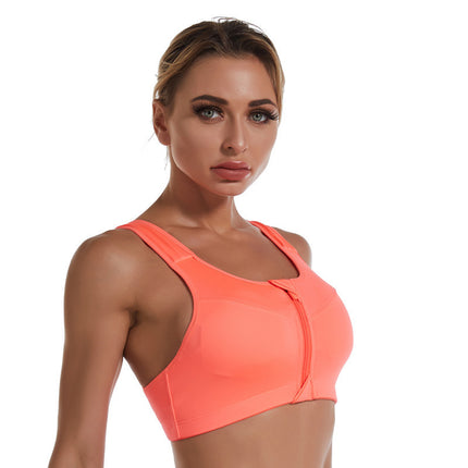 Women's Sports Bra Front Zipper High Impact Zipper Bra Wire-free Fitness Sports Bra (Gym) Running Yoga Bra (Breathable) Sleep Daily Corset