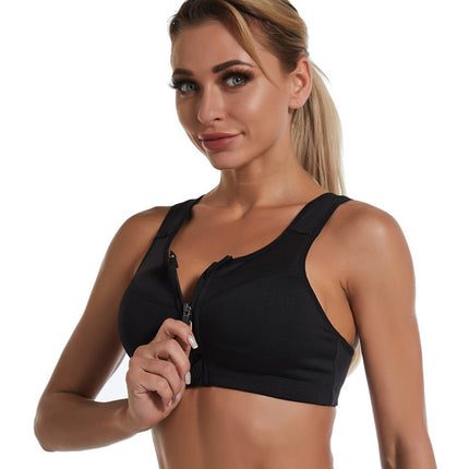 Women's Sports Bra Front Zipper High Impact Zipper Bra Wire-free Fitness Sports Bra (Gym) Running Yoga Bra (Breathable) Sleep Daily Corset