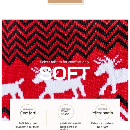 Couple warm Christmas sweater, women men round neck long sleeve reindeer snowflake soft knit pullover, women