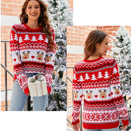 Christmas Sweaters for Women Casual Pullover Sweater Lazy Style Autumn Winter Knitted Jacquard Sweater for