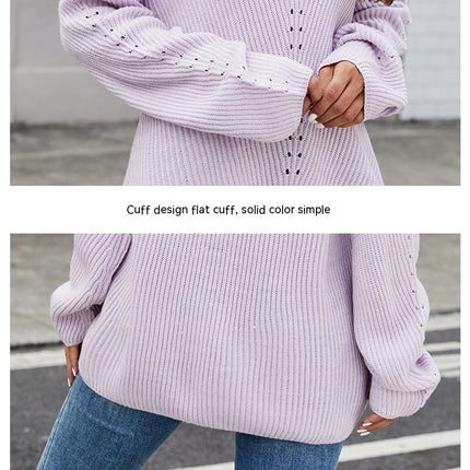 Women's V-Neck Lightweight Sweater Pullover Warm Long Sleeve Loose Casual Long Sweater Knit Top