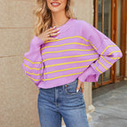 Purple striped cricket sweater