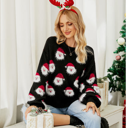 Autumn and Winter Christmas sweater knitting women's pullover round neck Christmas sweater