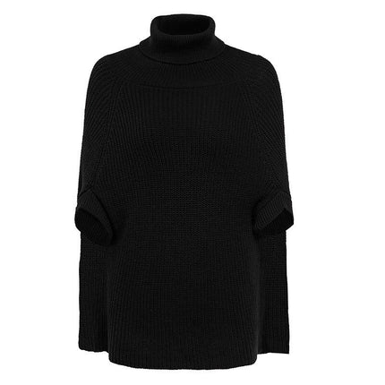 Womens Turtleneck Poncho Sweater Cape Wrap Knit Batwing Sleeve Tunic Pullover Tops Fall Winter Chunky Solid Jumper