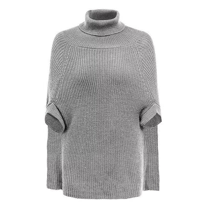 Womens Turtleneck Poncho Sweater Cape Wrap Knit Batwing Sleeve Tunic Pullover Tops Fall Winter Chunky Solid Jumper