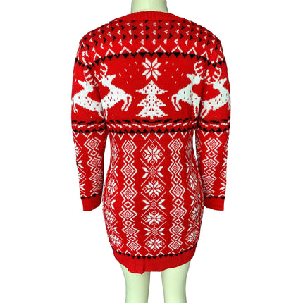 Women's Christmas Snowflake Elk Printed Pullover Sweater Dress Autumn and Winter Slim Round Neck Long Sleeve Knit Mini Dress