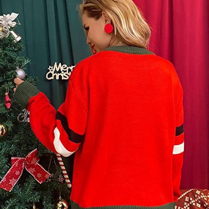 Autumn and winter Christmas women's sweater Santa jacquard long-sleeved sweater loose pullover sweater