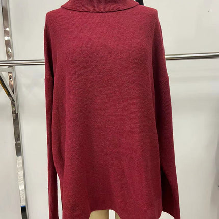 Women's Warm High Neck Sweater Knit Batwing Sleeve Winter Autumn Women's Sweater Split Hem Tunic Pullover Top Solid Color Long