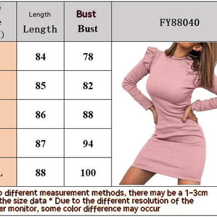 Women's Dresses Half High Neck Button Embellished Bodycon Jacket Dresses Wood Ear Trim Long Sleeve Midi Pencil Dresses