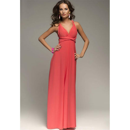 Women's Fashion Solid Color Multi Wear Cross Backless Sexy Long Dresses Bandage Dresses Long Dresses 1