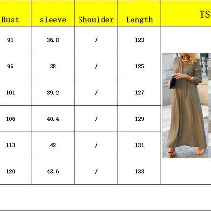 Women's Fashion Solid Color Lapel Long Sleeve Simple Casual Long Shirt Swing Dress Women's Dresses