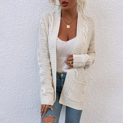 Women's Winter Coat, Women's Coat Knitted Cardigan Knitted Loose Casual Mid-Length Cardigan Sweater Pocket Coat