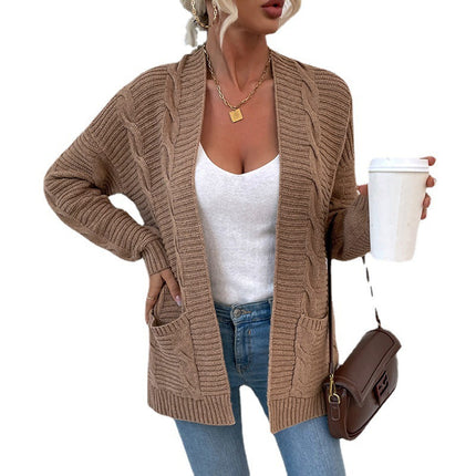 Women's Winter Coat, Women's Coat Knitted Cardigan Knitted Loose Casual Mid-Length Cardigan Sweater Pocket Coat