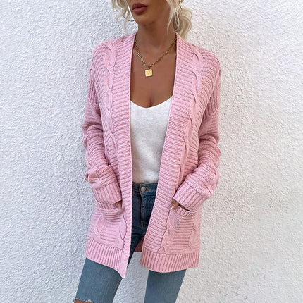 Women's Winter Coat, Women's Coat Knitted Cardigan Knitted Loose Casual Mid-Length Cardigan Sweater Pocket Coat