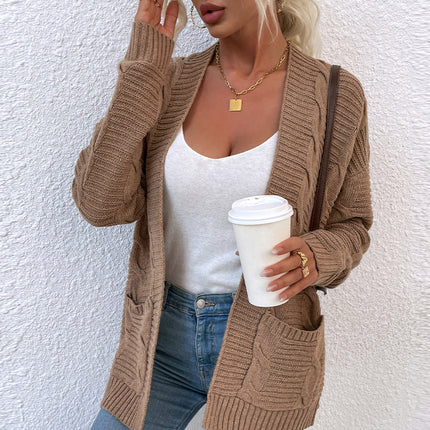 Women's Winter Coat, Women's Coat Knitted Cardigan Knitted Loose Casual Mid-Length Cardigan Sweater Pocket Coat