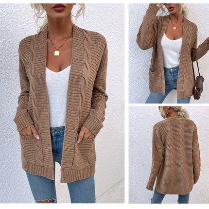 Women's Winter Coat, Women's Coat Knitted Cardigan Knitted Loose Casual Mid-Length Cardigan Sweater Pocket Coat