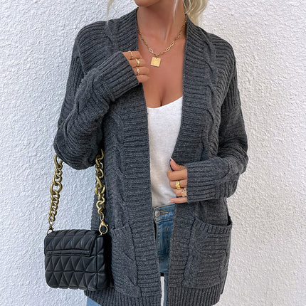 Women's Winter Coat, Women's Coat Knitted Cardigan Knitted Loose Casual Mid-Length Cardigan Sweater Pocket Coat