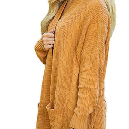 Women's Mid-length Sweater Tops Lightweight Casual Cardigan Long Sleeve Knitted Twisted Cardigan Fall and Winter Cardigan Soft Sweater