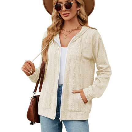 Women's zipper hoodie drawstring solid color cardigan jacket Comfortable casual with pockets sweater soft loose jacket jacket