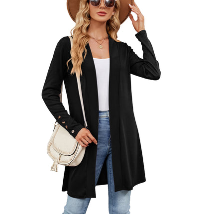 Women's cardigan fall and winter solid color buttons loose long-sleeved cardigan knitted jacket women