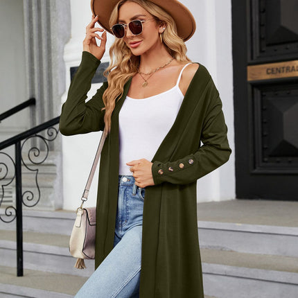 Women's cardigan fall and winter solid color buttons loose long-sleeved cardigan knitted jacket women