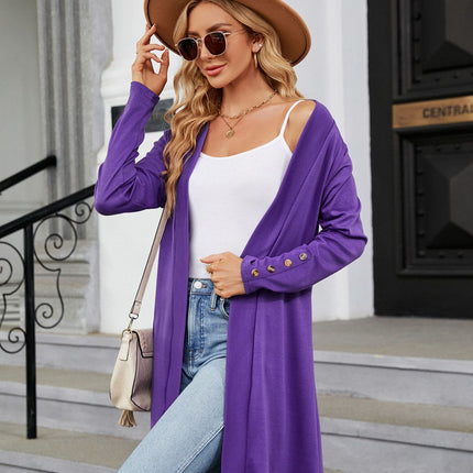 Women's cardigan fall and winter solid color buttons loose long-sleeved cardigan knitted jacket women