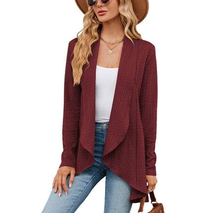 Women's tops Autumn and winter long-sleeved solid color loose cardigan tops women's knitted jacket