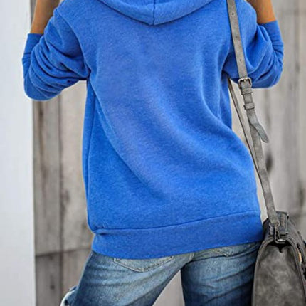 Women's Autumn and Winter Long Sleeve Zipper Hooded Jacket Solid Color Sweatshirt Jacket With Kangaroo Pocket Cardigan Jacket