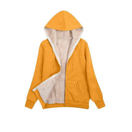 Women's Hooded Cardigan Sweatshirt Winter Thick Warm Padded Lined Sweatshirt Zipper Drawstring Hooded with Pocket Sweatshirt