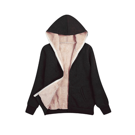 Women's Hooded Cardigan Sweatshirt Winter Thick Warm Padded Lined Sweatshirt Zipper Drawstring Hooded with Pocket Sweatshirt