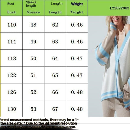 Autumn fashion simple knitted cardigan women long-sleeved loose striped sweater jacket winter casual knitwear