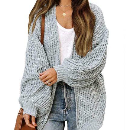 Women's Long Oversized Lantern Sleeve Cardigan Sweater Casual with Pockets Oversized Chunky Knit Sweater