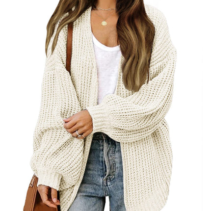 Women's Long Oversized Lantern Sleeve Cardigan Sweater Casual with Pockets Oversized Chunky Knit Sweater