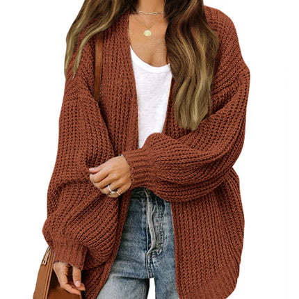 Women's Long Oversized Lantern Sleeve Cardigan Sweater Casual with Pockets Oversized Chunky Knit Sweater